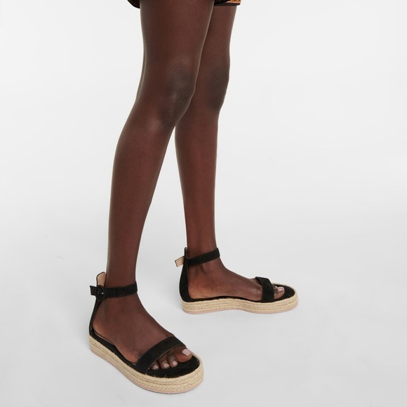$725~GIANVITO ROSSI~Black Portofino 25 Jute Platform Espadrille Sandals~6/6.5/36 - Picture 2 of 15